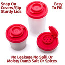 3 - Pack Mini Compact Spice Shaker Set(Large Size) - Transparent Salt and Pepper Dispensers for Camping, Picnic & Outdoor Grilling - RnR Galore