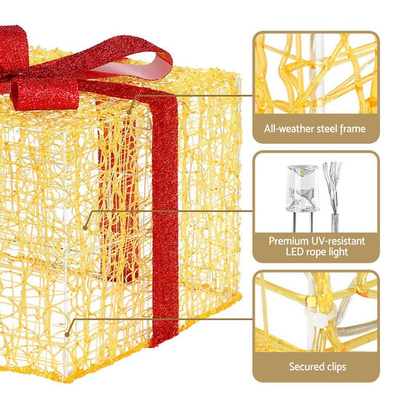 3 PCS Christmas Lights 240 LED Fairy Light Gift Box Decorations Jingle Jollys - RnR Galore