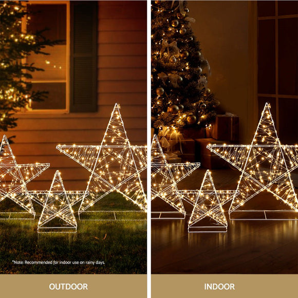 3 PCS Christmas Lights 900 LED Fairy Light Star Decorations Jingle Jollys - RnR Galore
