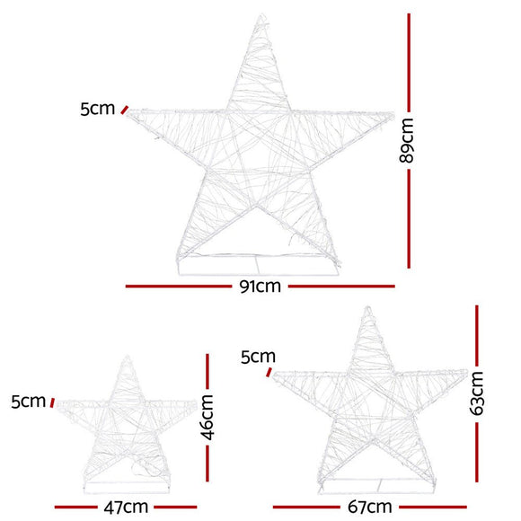 3 PCS Christmas Lights 900 LED Fairy Light Star Decorations Jingle Jollys - RnR Galore