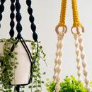 3 pcs Handwoven Plant Hanger - Cotton Rope Hanging Planter with Wooden Rings - RnR Galore