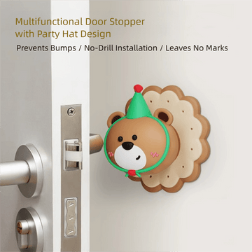 3 Pcs (Pink + Brown + Yellow) Adorable Bear Wall Protector - Multi - Use Self - Adhesive Door Stopper Bumper - RnR Galore