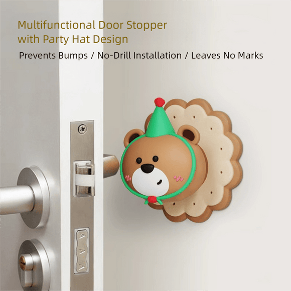 3 Pcs (Pink + Brown + Yellow) Adorable Bear Wall Protector - Multi - Use Self - Adhesive Door Stopper Bumper - RnR Galore