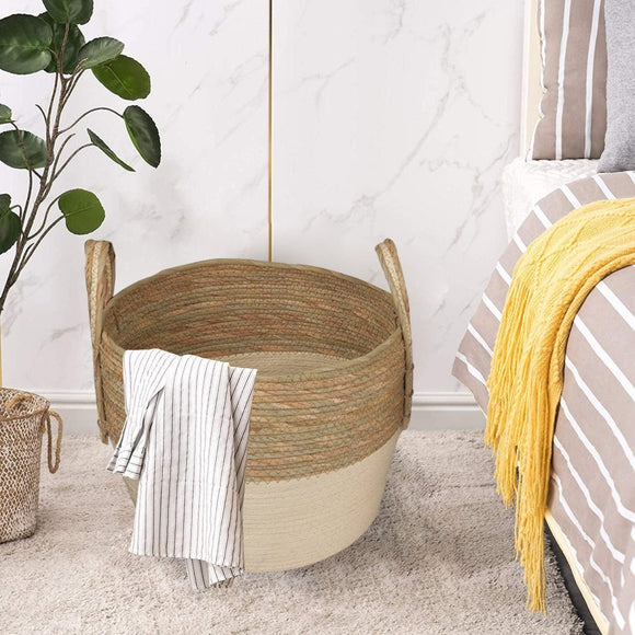 3 Piece Cotton Rope Stripe Carry Handles Storage Baskets Set - RnR Galore