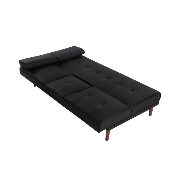 3 Seater Adjustable Sofa Bed With Cup Holder Black - RnR Galore