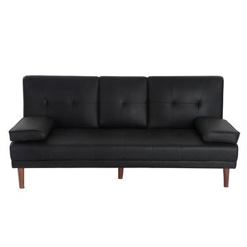 3 Seater Adjustable Sofa Bed With Cup Holder Black - RnR Galore