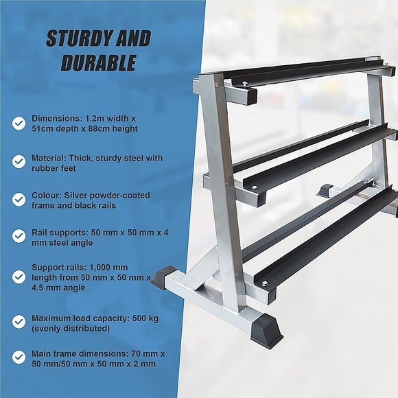 3 Tier Dumbbell Rack for Dumbbell Weights Storage - RnR Galore