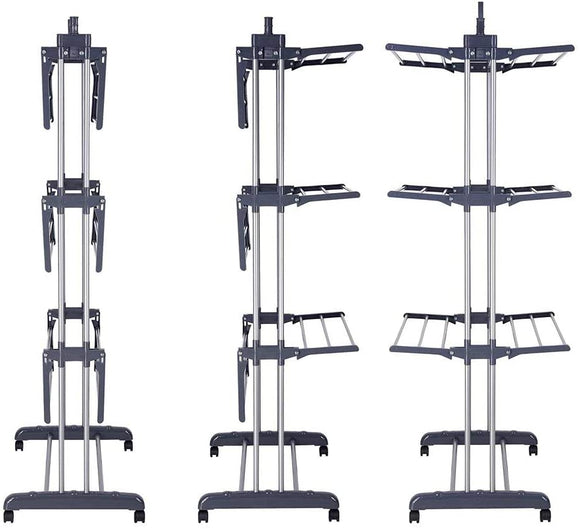 3 Tier Foldable Clothes Drying Rack for Laundry Dryer with Hanger Stand Rail Indoor - RnR Galore