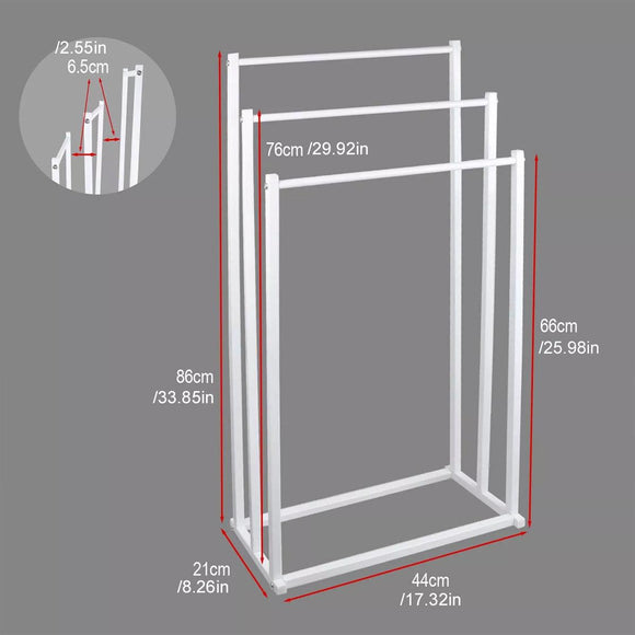 3 Tier Metal Towel Rack Freestanding 3 Bars Drying Shelf Holder Stand Organizer - RnR Galore