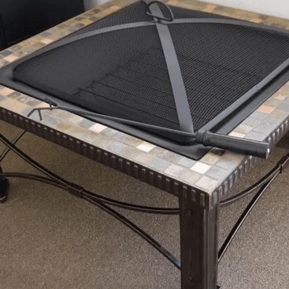 30" Square Slate Tile Fire Pit Outdoor Patio Heater Fireplace - RnR Galore