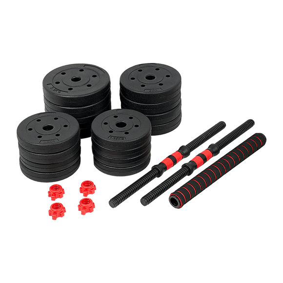 30kg Adjustable Rubber Dumbbell Set Barbell Home GYM Exercise Weights - RnR Galore