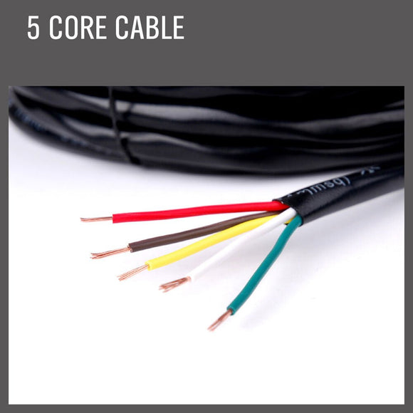 30M x 5 Core Wire Cable Trailer Cable Automotive Boat Caravan Truck Coil V90 PVC - RnR Galore