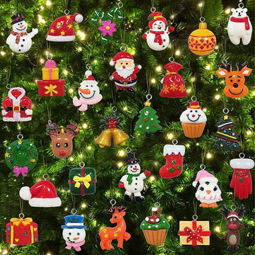 30pcs Mini Christmas Ornaments for Mini Tree Decorations Small Christmas Ornaments Resin Miniatures for Craft Christmas Decor - RnR Galore