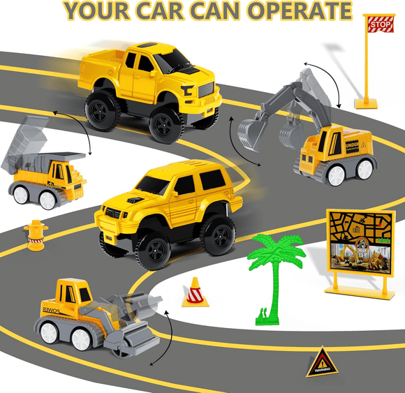 343 track - building sets, track - course - STEM learning toys, construction vehicles (concrete mixers, dump trucks), Track - birthday/Christmas gifts for boys - Developing motor skills and creativity - Compatible with the major - RnR Galore