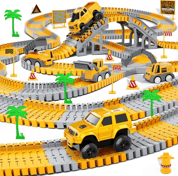 343 track - building sets, track - course - STEM learning toys, construction vehicles (concrete mixers, dump trucks), Track - birthday/Christmas gifts for boys - Developing motor skills and creativity - Compatible with the major - RnR Galore