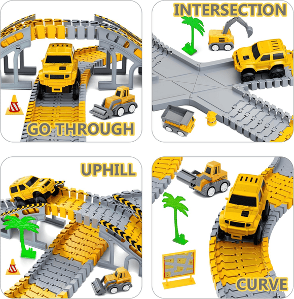 343 track - building sets, track - course - STEM learning toys, construction vehicles (concrete mixers, dump trucks), Track - birthday/Christmas gifts for boys - Developing motor skills and creativity - Compatible with the major - RnR Galore