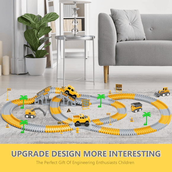 343 track - building sets, track - course - STEM learning toys, construction vehicles (concrete mixers, dump trucks), Track - birthday/Christmas gifts for boys - Developing motor skills and creativity - Compatible with the major - RnR Galore