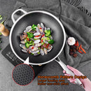 34cm 304 Stainless Steel Non - Stick Stir Fry Cooking Kitchen Honeycomb Wok Pan with Lid - RnR Galore