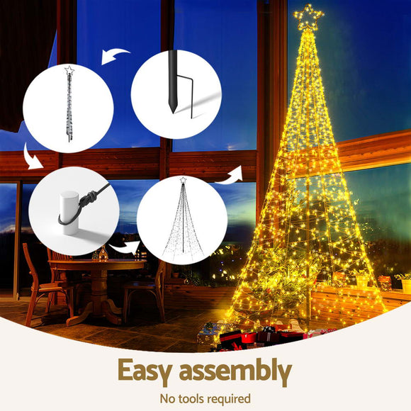 3.6M Christmas Tree 800 LED Solar Net Lights Jingle Jollys - RnR Galore