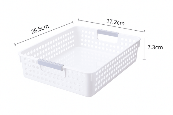 36x Premium Plastic Storage Basket Bulk w/ Grip Handles 26.5*17.2*7.3cm - RnR Galore