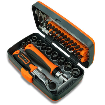 38 - Piece Ratchet Screwdriver & Socket Wrench Set - Professional Multi - Bit Repair Tool Kit with Portable Case(orange) - RnR Galore