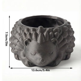 3D printed animal flower pots suitable for home and garden. Gray hedgehog single piece. - RnR Galore