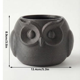 3D printed animal flower pots suitable for home and garden. Gray owl single piece. - RnR Galore