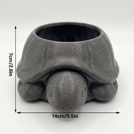 3D printed animal flower pots suitable for home and garden. Gray turtle single piece. - RnR Galore