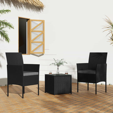 3PC Outdoor Table and Chairs Set - Black - RnR Galore