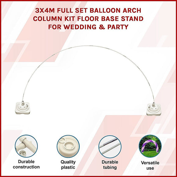 3x4m Full Set Balloon Arch Column Kit Floor Base Stand For Wedding & Party - RnR Galore