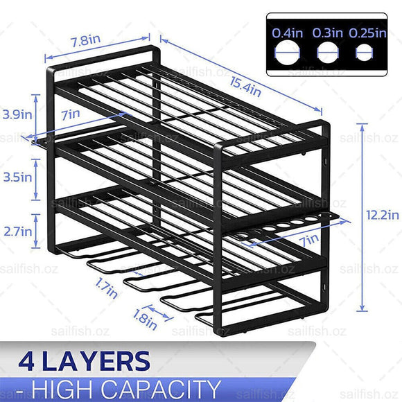 4 - Layer Heavy Duty Drill Holder Wall Mount Tool Rack Organizer, - RnR Galore