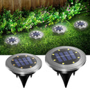 4 - Pack Classic Large 8 LED Solar In - Ground White Light Set (12 x 12 x 13 cm) - Stainless Steel Waterproof Garden Spike Lamps for Lawn & Pathway - RnR Galore