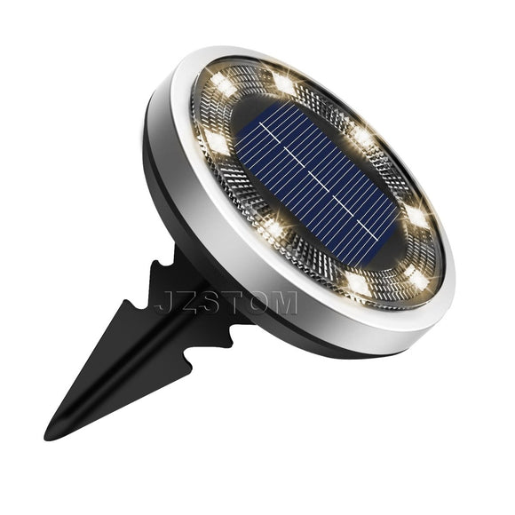 4 - Pack New Solar LED In - Ground Yellow Lights (Single 8.3x8.3x10 cm) - Stainless Steel & ABS Waterproof Outdoor Garden Pathway and Landscape Spike Lamp - RnR Galore