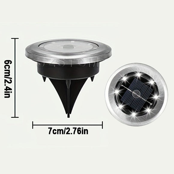 4 - Pack Solar LED In - Ground White Light Set (Single 7.1x7.1x6.1cm) - Stainless Steel Waterproof Outdoor Garden Pathway and Landscape Spike Lamp - RnR Galore