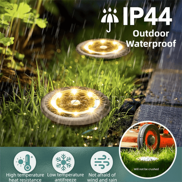 4 - Pack Solar LED In - Ground White Light Set (Single 7.1x7.1x6.1cm) - Stainless Steel Waterproof Outdoor Garden Pathway and Landscape Spike Lamp - RnR Galore