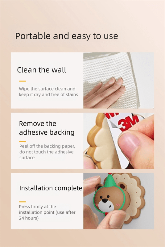 4 Pcs Brown Adorable Bear Wall Protector - Multi - Use Self - Adhesive Door Stopper Bumper - RnR Galore
