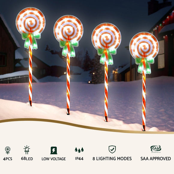 4 PCS Christmas Lights Path Ground Light Garden Decorations 68 LED Jingle Jollys - RnR Galore