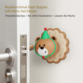 4 Pcs Pink Adorable Bear Wall Protector - Multi - Use Self - Adhesive Door Stopper Bumper - RnR Galore