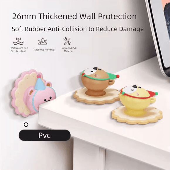 4 Pcs Pink Adorable Bear Wall Protector - Multi - Use Self - Adhesive Door Stopper Bumper - RnR Galore