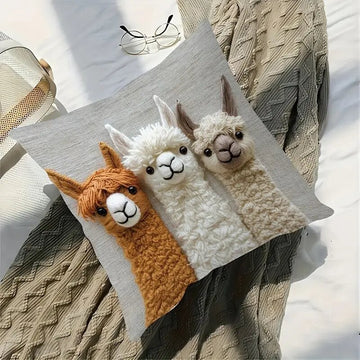 4 - PCS Vintage Alpaca Friends Decorative Pillow Covers - Single - Sided Print, 45x45cm - RnR Galore