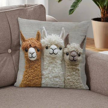 4 - PCS Vintage Alpaca Friends Decorative Pillow Covers - Single - Sided Print, 45x45cm - RnR Galore