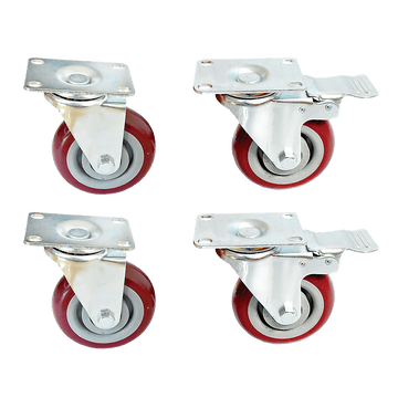 4 x 4" Heavy Duty PU Swivel Castor Wheels With Brake - RnR Galore
