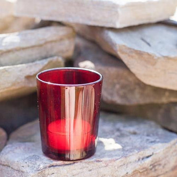 40 Pack Red Glass Votive Tealight Candle Holders House Party Centerpiece Xmas Wedding Decor Glass Candlestick Party Decorations Bridal Valentines Event - RnR Galore