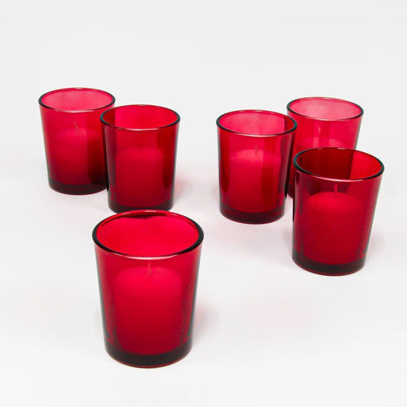 40 Pack Red Glass Votive Tealight Candle Holders House Party Centerpiece Xmas Wedding Decor Glass Candlestick Party Decorations Bridal Valentines Event - RnR Galore
