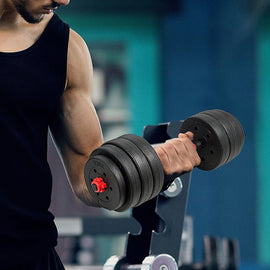 40kg Adjustable Rubber Dumbbell Set Barbell Home GYM Exercise Weights - RnR Galore