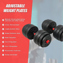 40kg Adjustable Rubber Dumbbell Set Barbell Home GYM Exercise Weights - RnR Galore