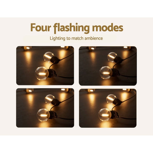 41m Solar Festoon Lights Outdoor LED String Light Xmas Wedding Garden Party - RnR Galore
