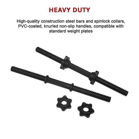 45cm - 1 Pair Dumbbell Bar 25mm Diameter - PVC Coated Dumbell Handle - RnR Galore