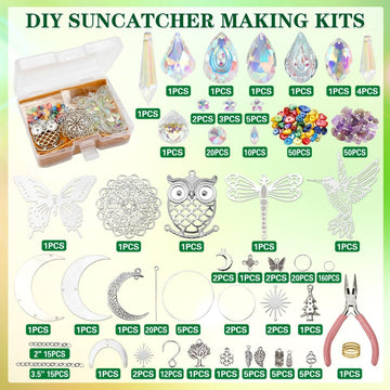 460PCS Suncatcher DIY Making Kit with Storage Box - Premium Crystal Prism Ornaments Craft Set for Home Decor - RnR Galore