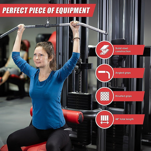 48" Lat Pulldown Bar Cable Attachment – Gym Handle for Back & Strength Training - RnR Galore